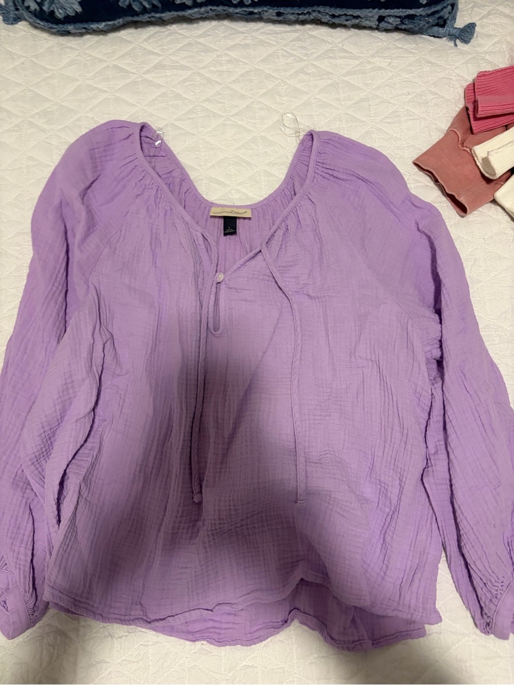 Lightweight Lavender Peasant Blouse